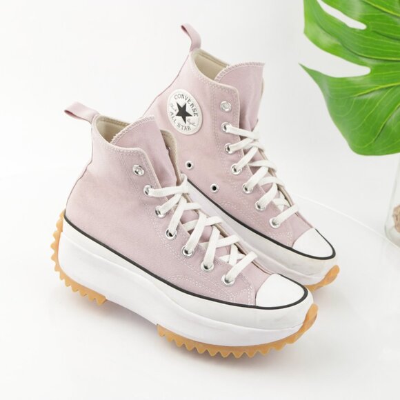 Converse Womens Run Star Hike Hi Sneaker Size 7 Pink White Platform Lace Up Shoe - Picture 14 of 14